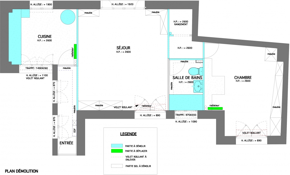 Appartement : Appartement Paris 14me plans de dmolition